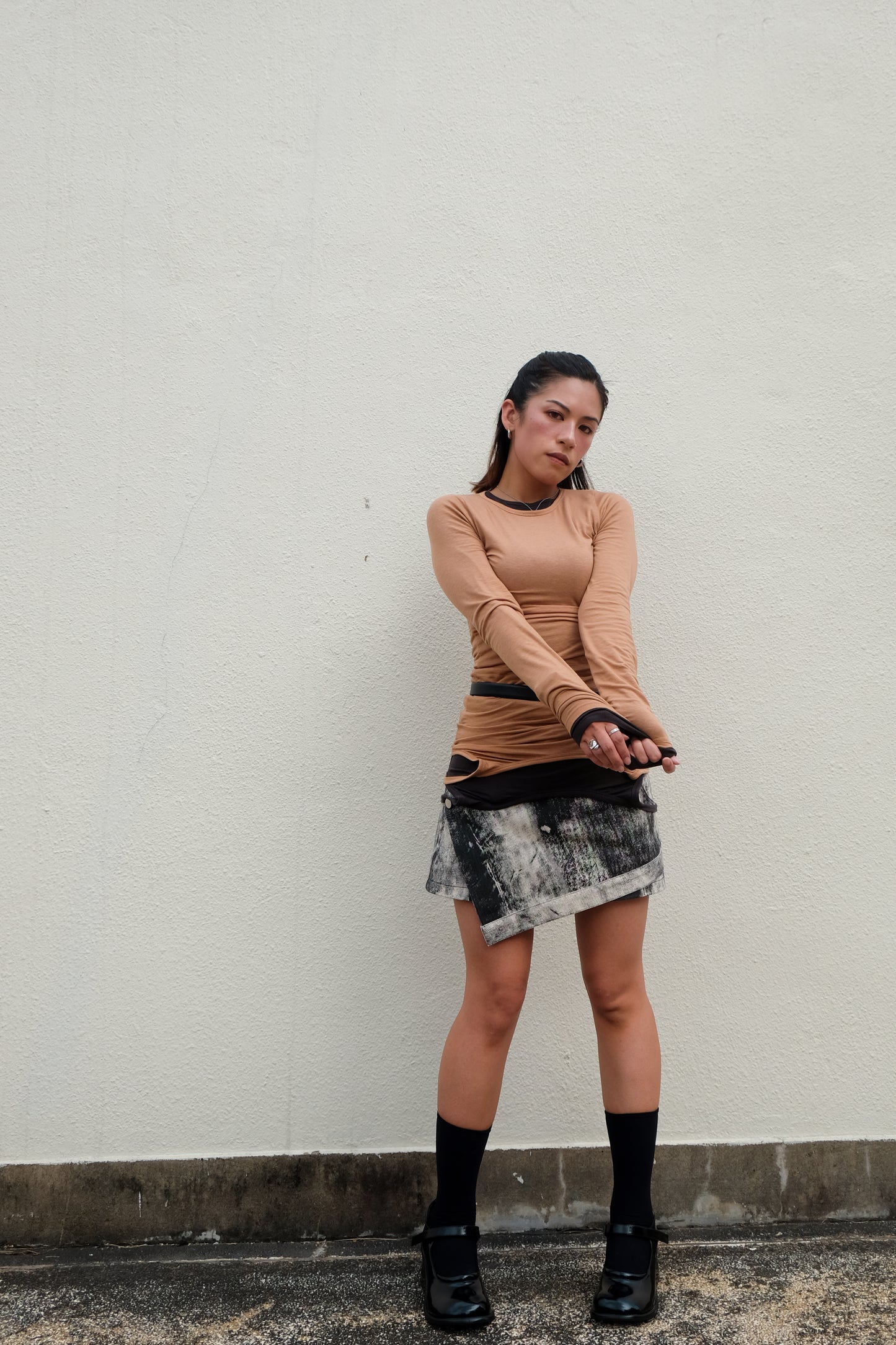 "Gemini" Two-way Layering Top (Caramel/ Charcoal/ Ivory)