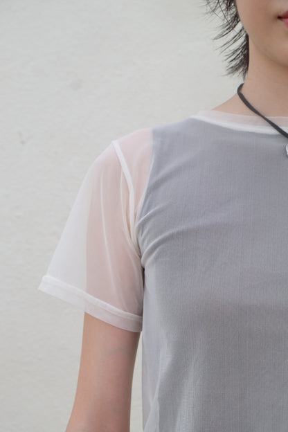 Back-open Sheer Short Sleeves