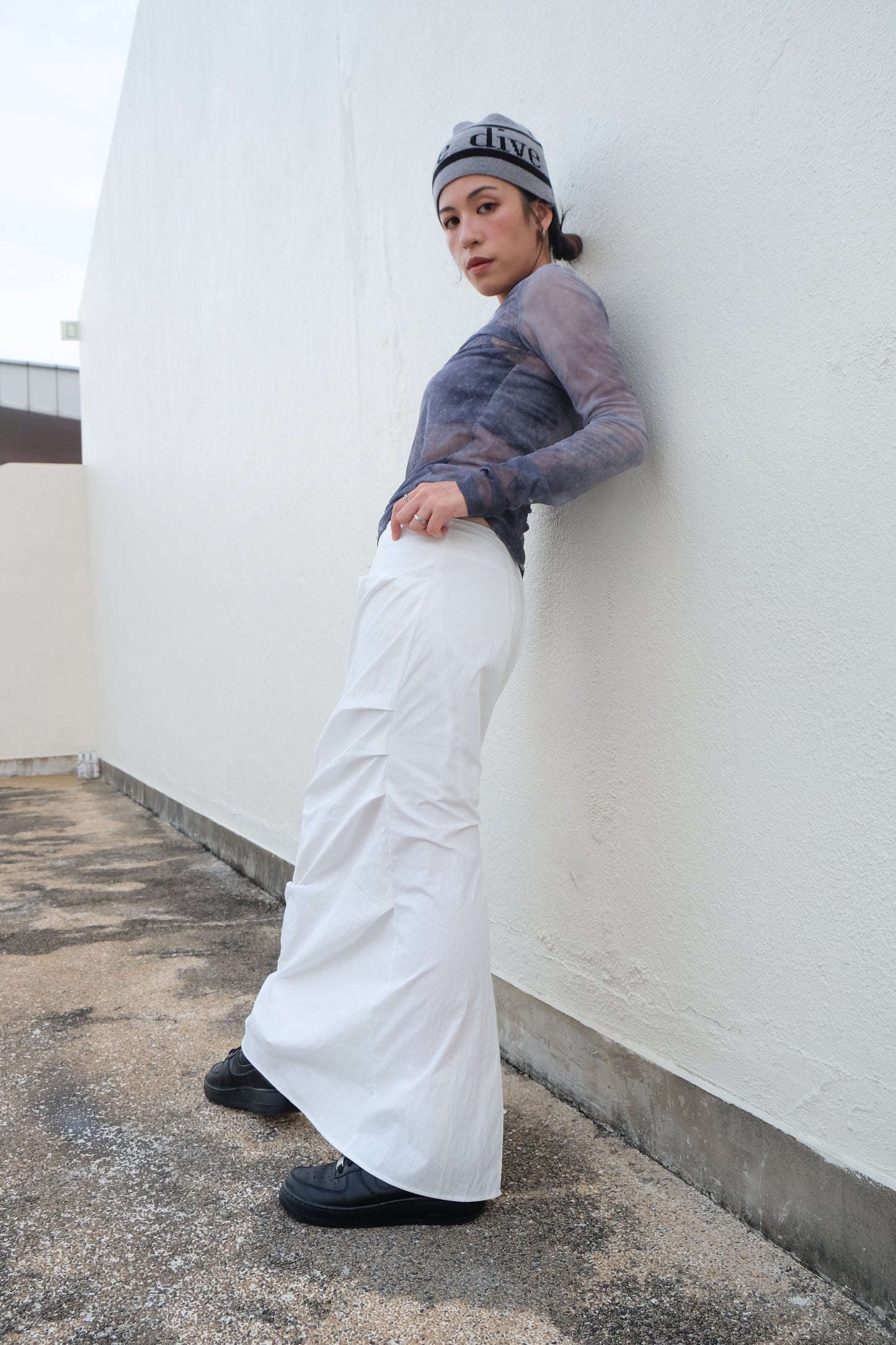 ✨推！"Shiina" Gathered Skirt (White)