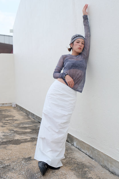 ✨推！"Shiina" Gathered Skirt (White)