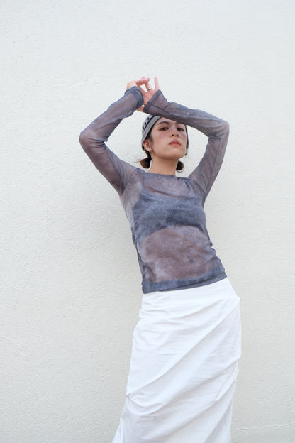 ✨推！"Shiina" Gathered Skirt (White)