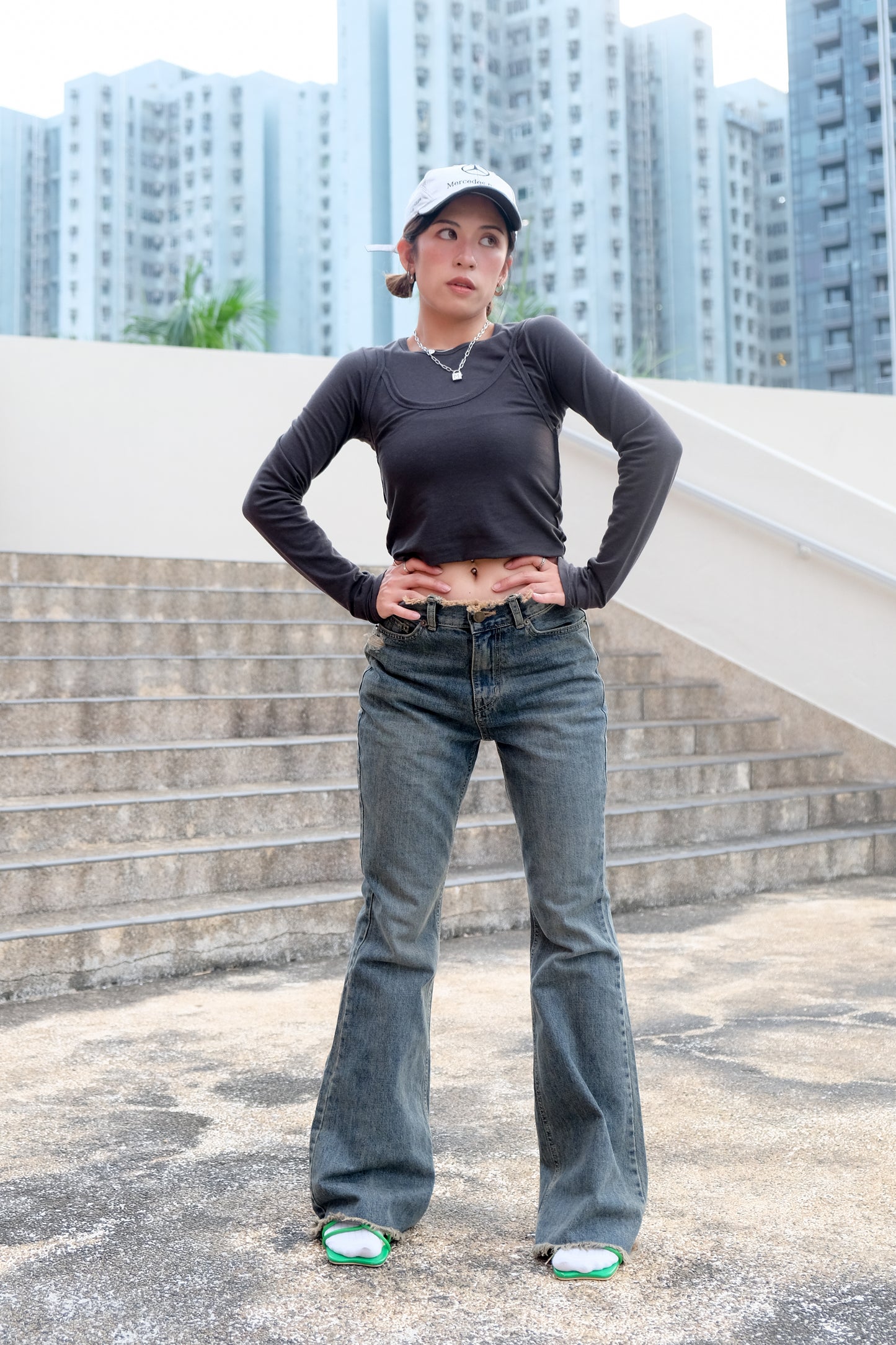 "Ayumi" Retro Bootcut Washed Jeans