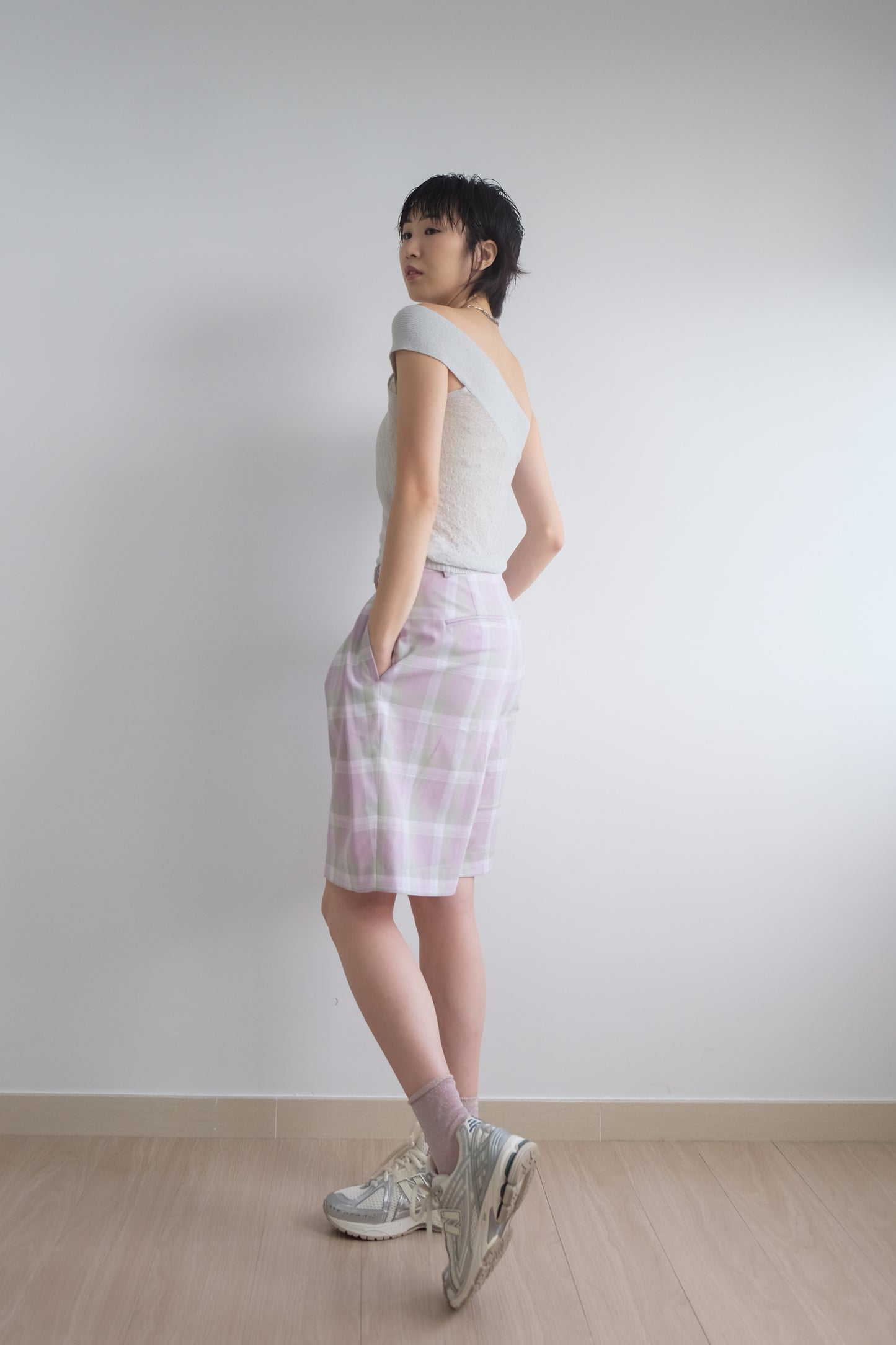 ✨推！“Liz" Cross-shoulder Two-piece (Silver Grey)