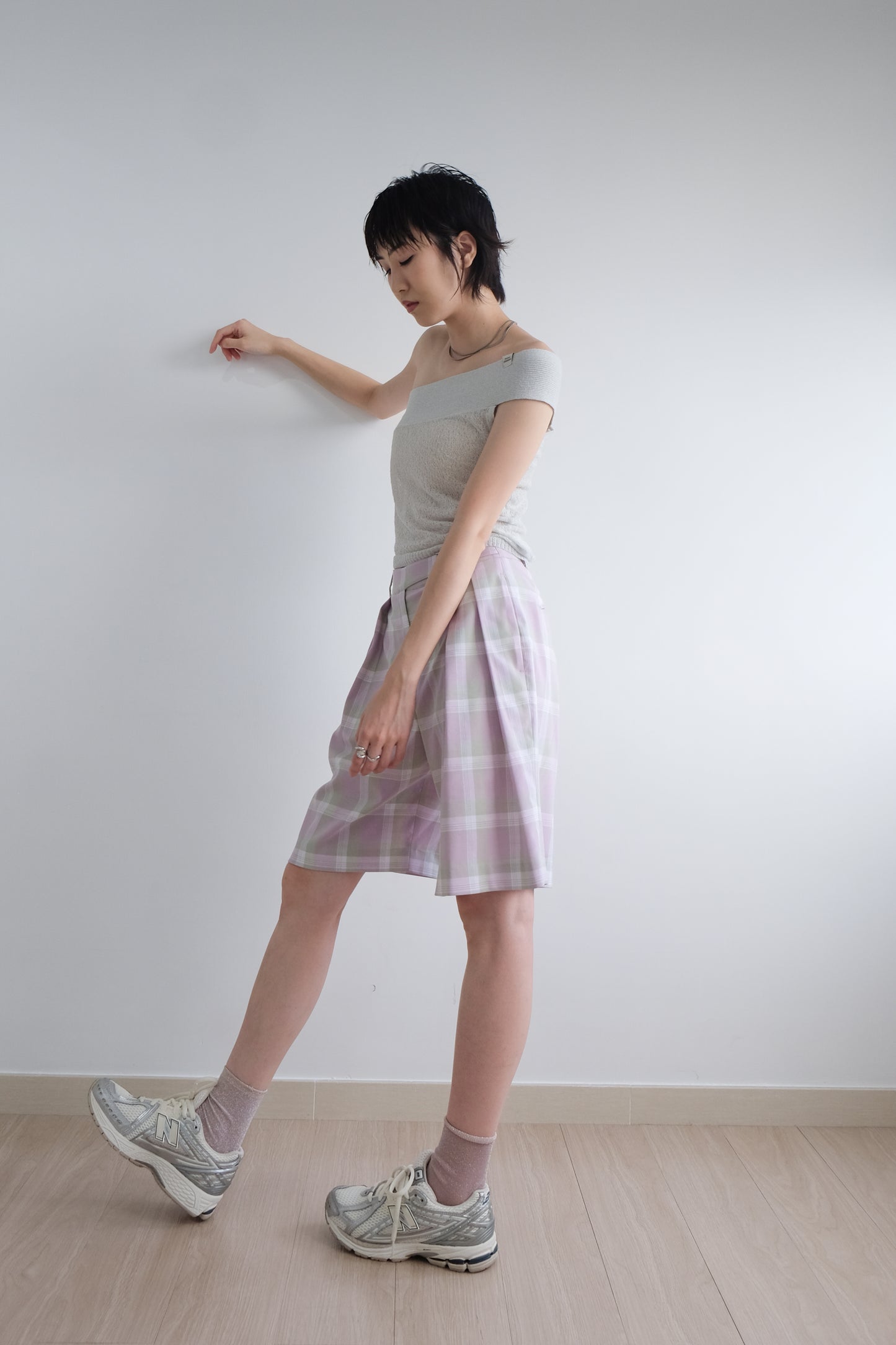 ✨推！“Liz" Cross-shoulder Two-piece (Silver Grey)