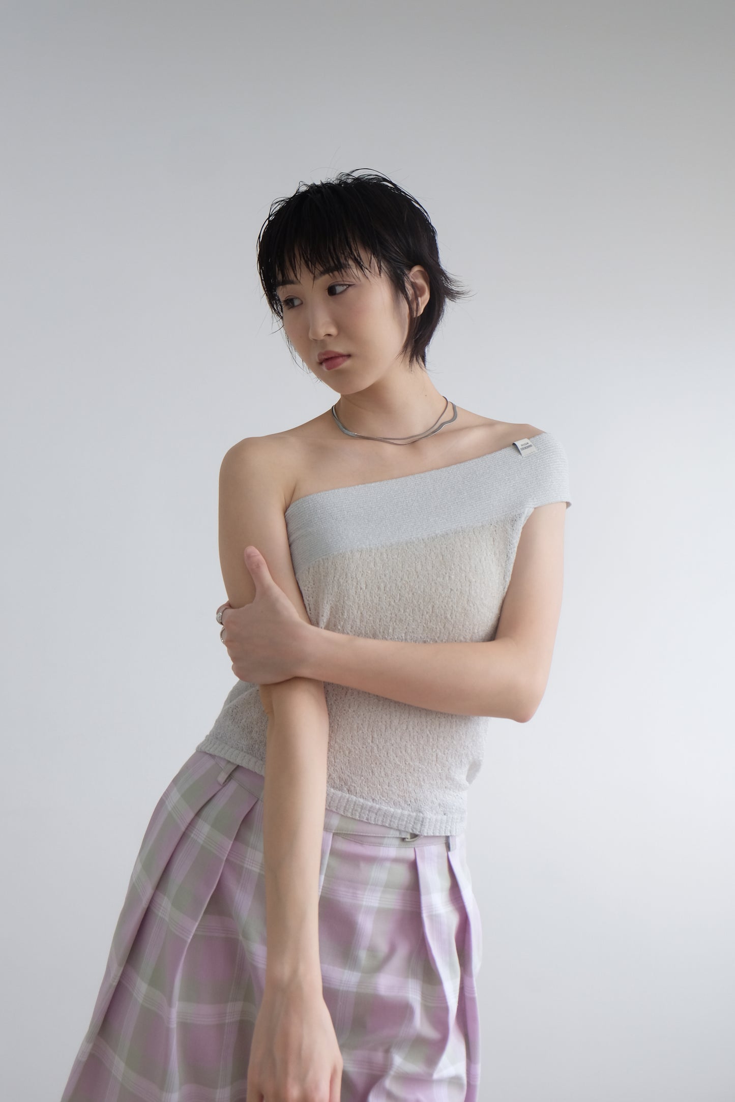 ✨推！“Liz" Cross-shoulder Two-piece (Silver Grey)
