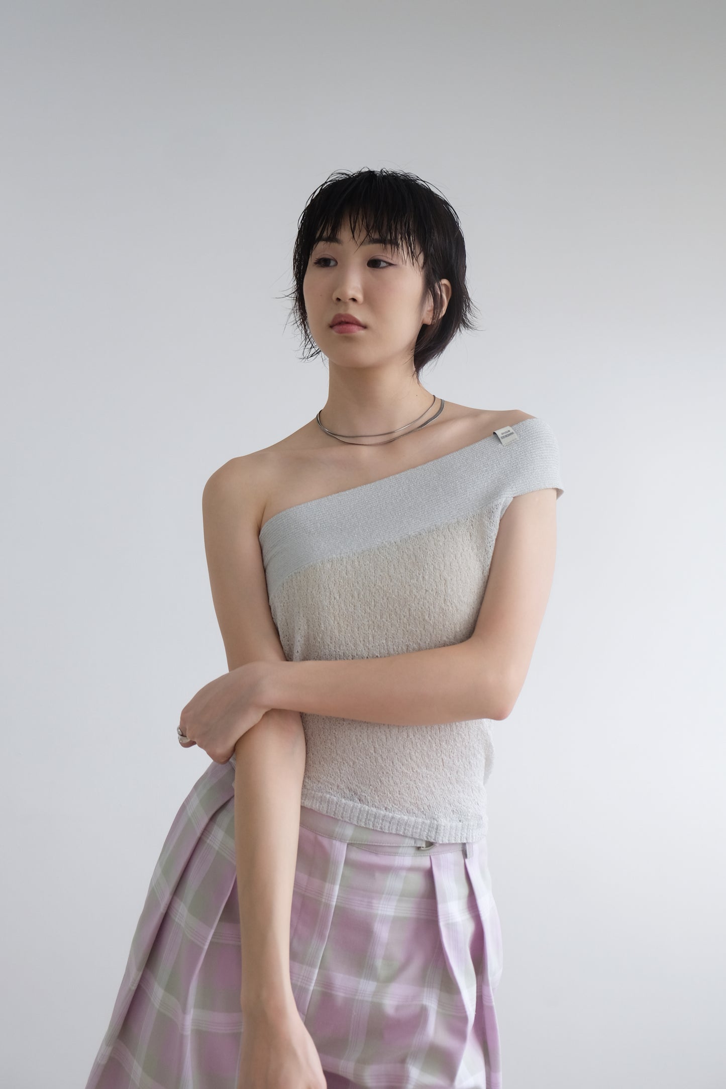 ✨推！“Liz" Cross-shoulder Two-piece (Silver Grey)