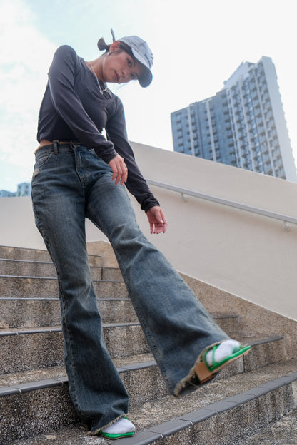 "Ayumi" Retro Bootcut Washed Jeans