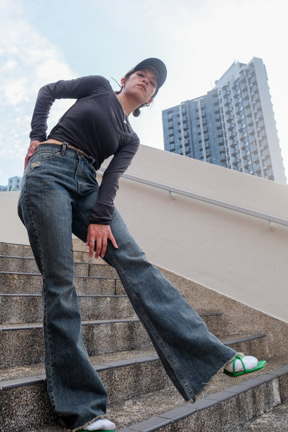 "Ayumi" Retro Bootcut Washed Jeans