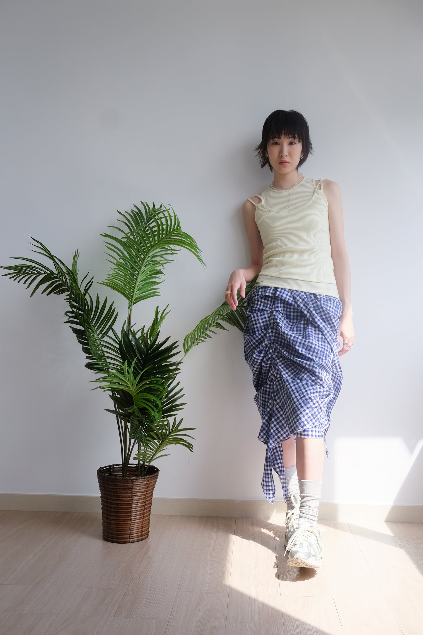 2-way Gingham Knots Top/ Skirt (Blue)