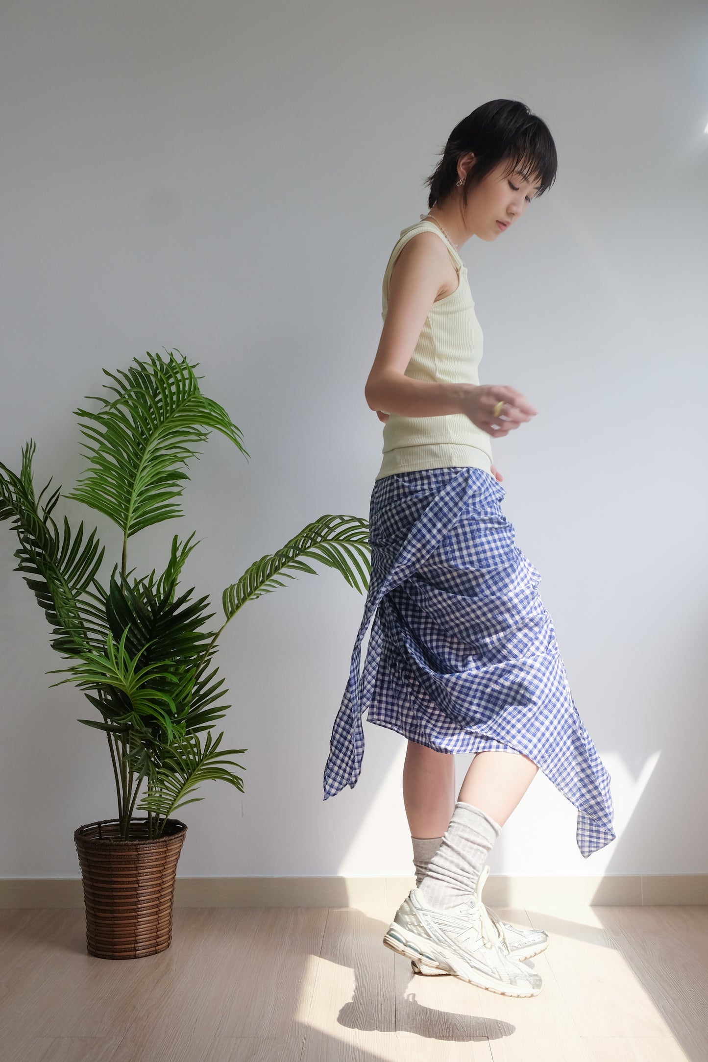 2-way Gingham Knots Top/ Skirt (Blue)