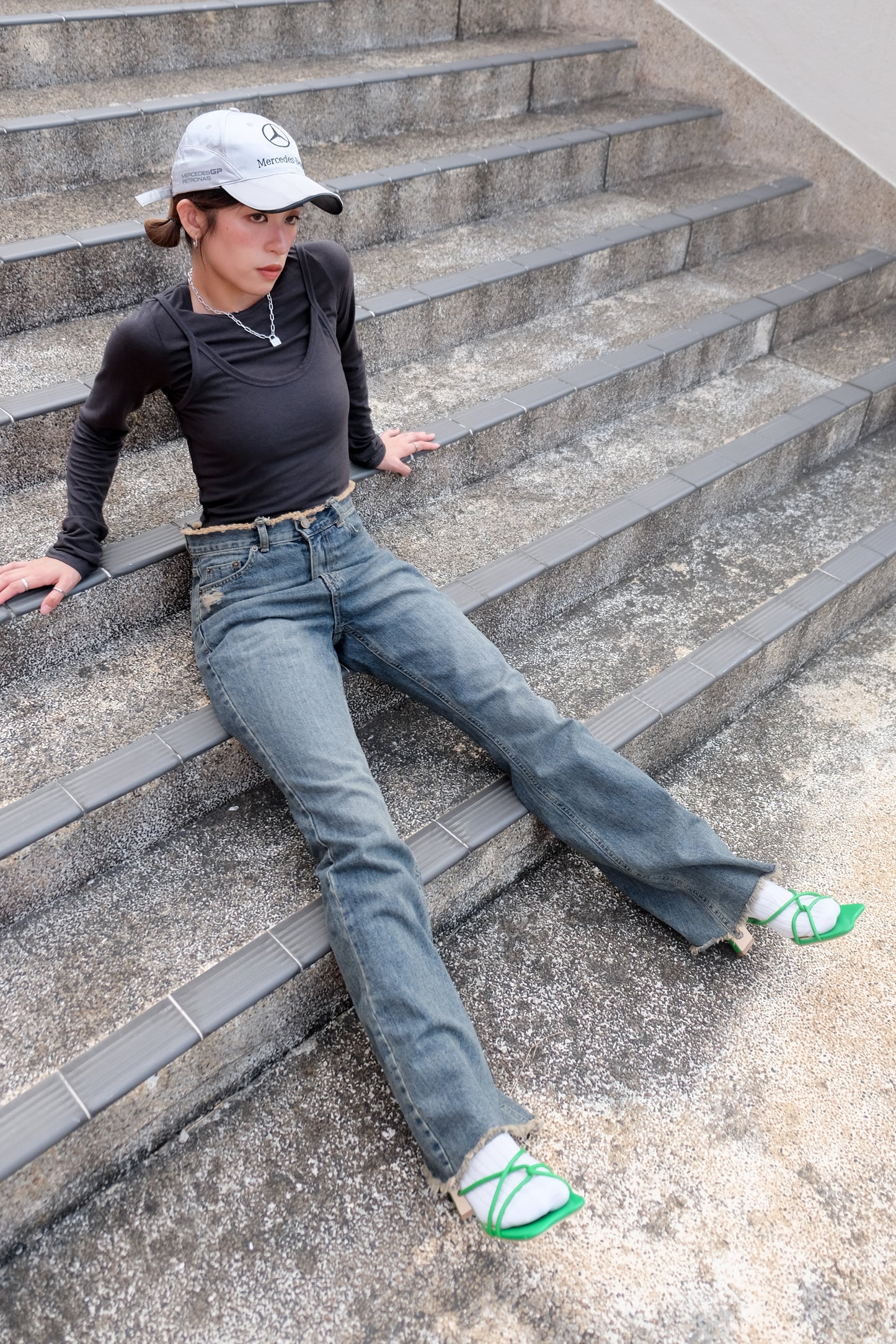 "Ayumi" Retro Bootcut Washed Jeans