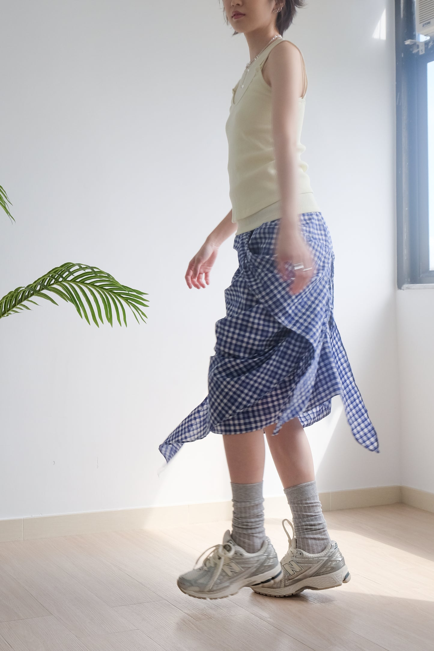 2-way Gingham Knots Top/ Skirt (Blue)