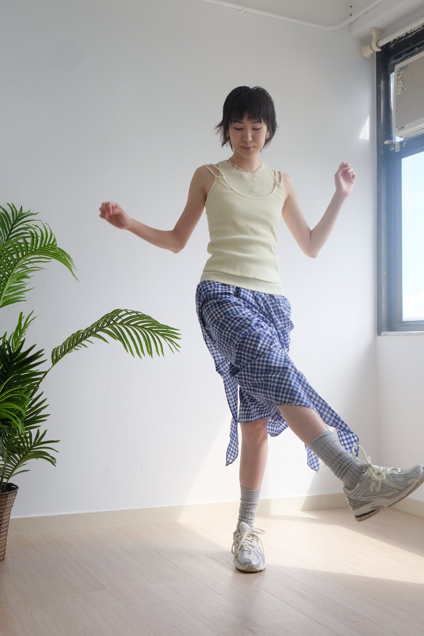 2-way Gingham Knots Top/ Skirt (Blue)