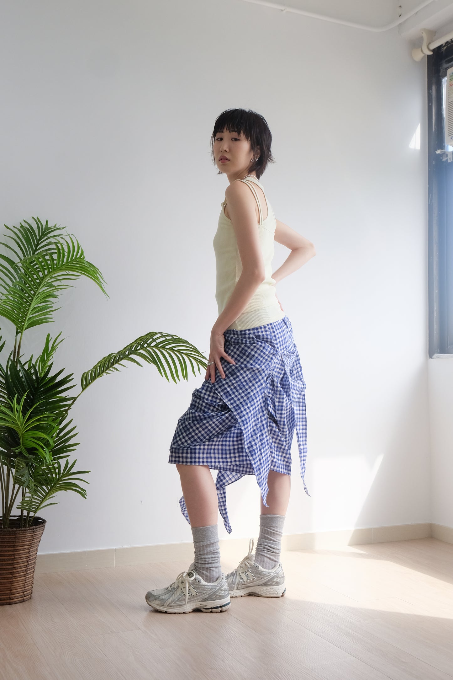 2-way Gingham Knots Top/ Skirt (Blue)