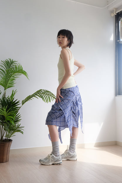 2-way Gingham Knots Top/ Skirt (Blue)