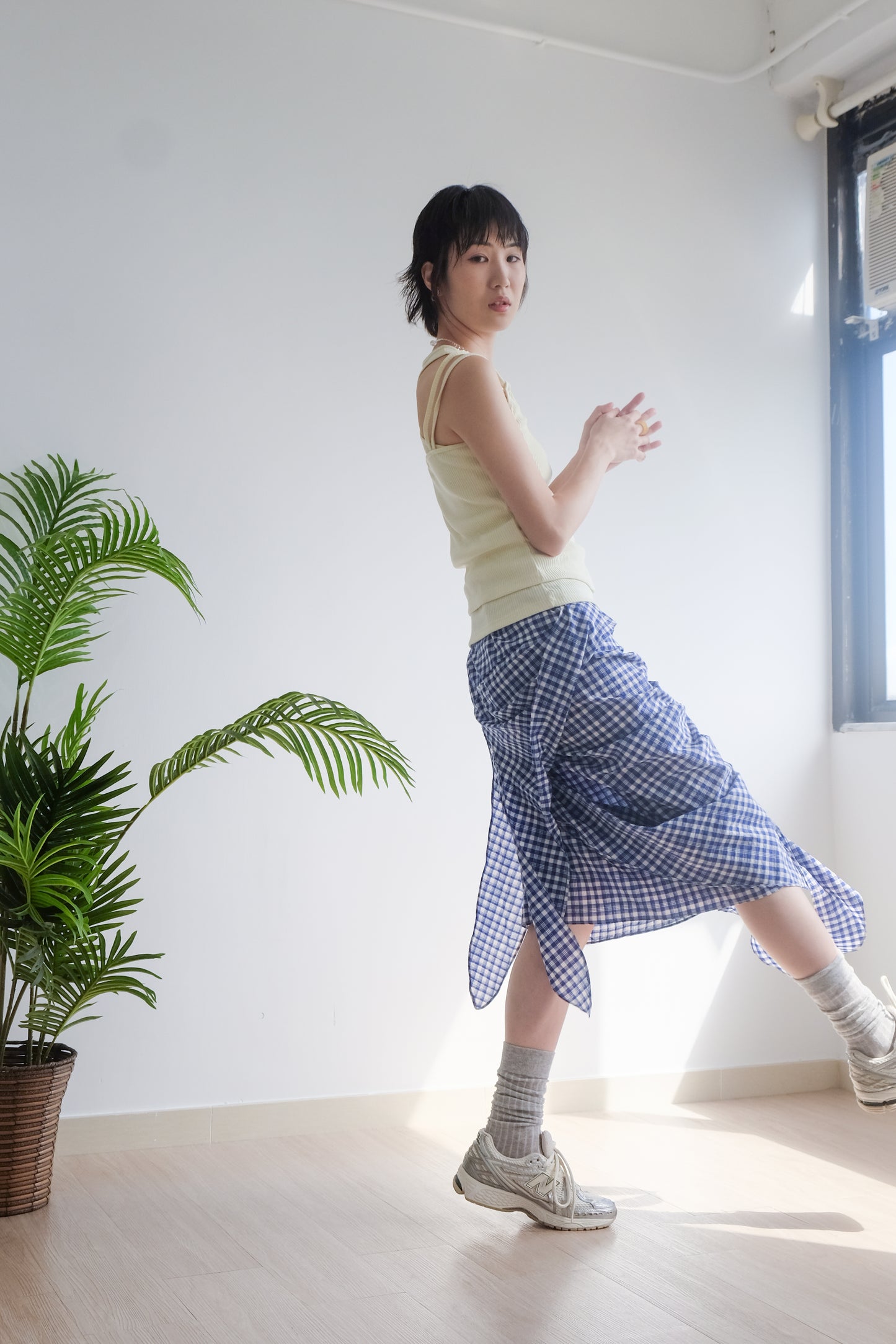 2-way Gingham Knots Top/ Skirt (Blue)