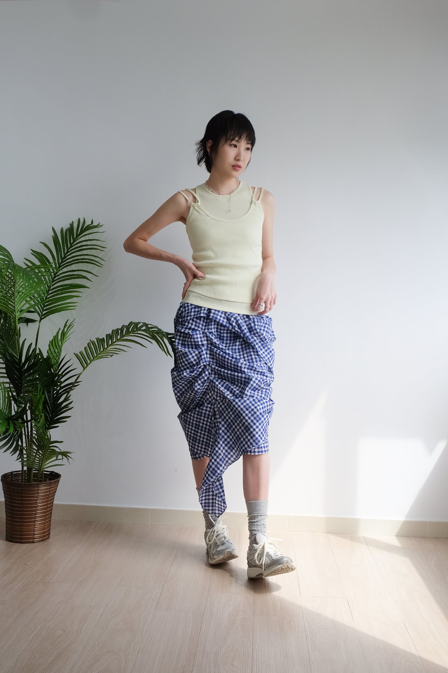 2-way Gingham Knots Top/ Skirt (Blue)