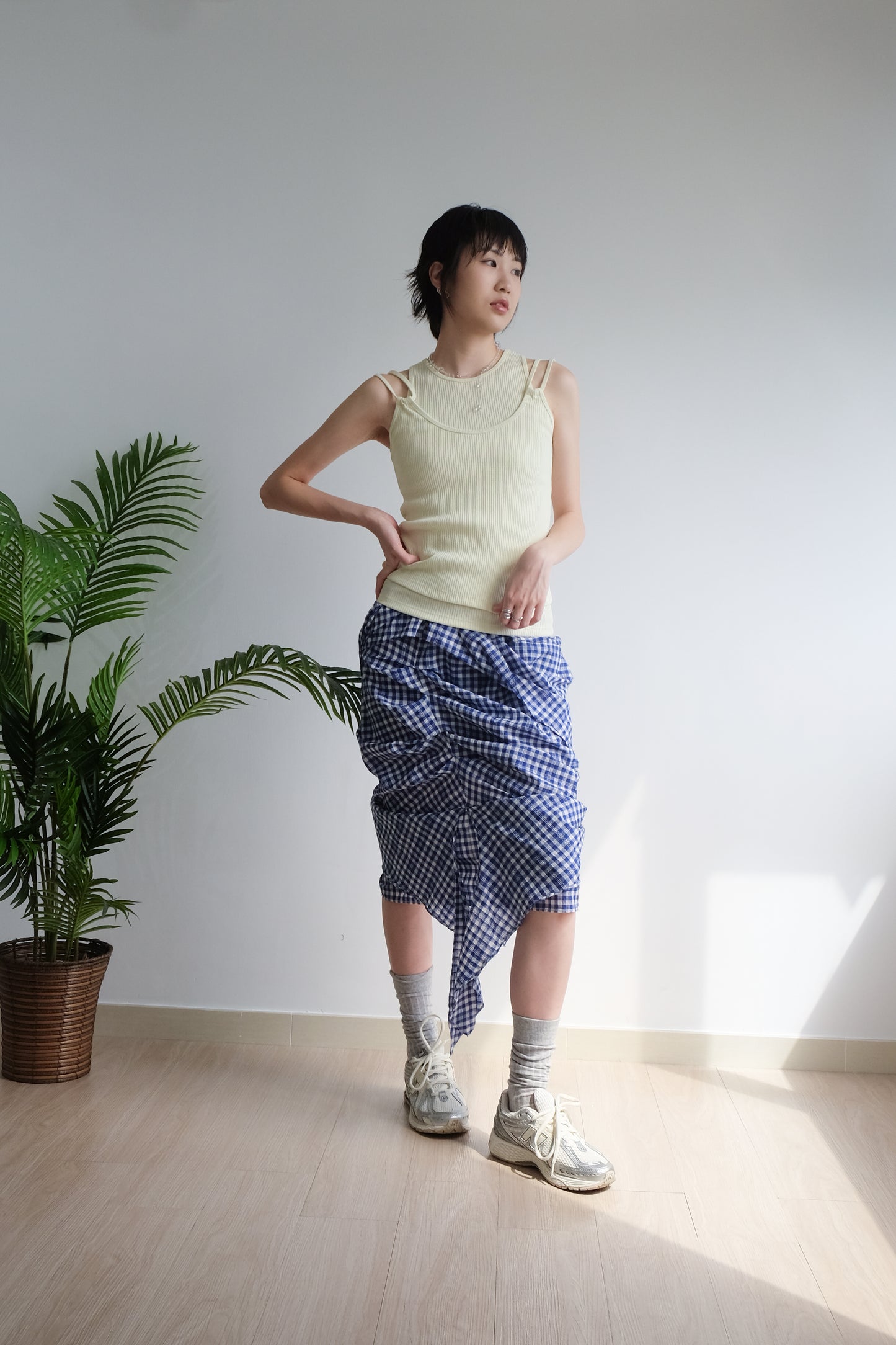 2-way Gingham Knots Top/ Skirt (Blue)