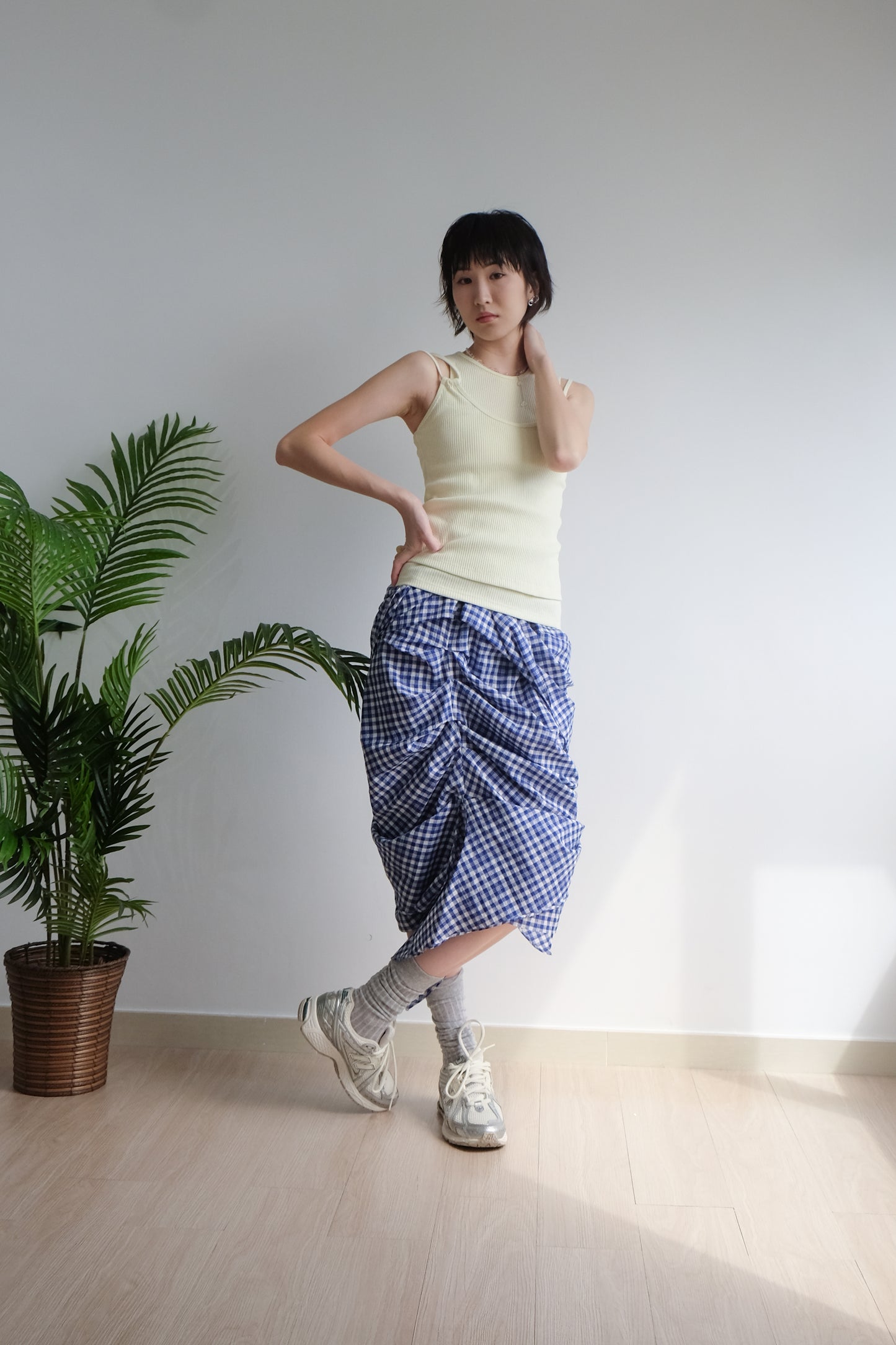 2-way Gingham Knots Top/ Skirt (Blue)