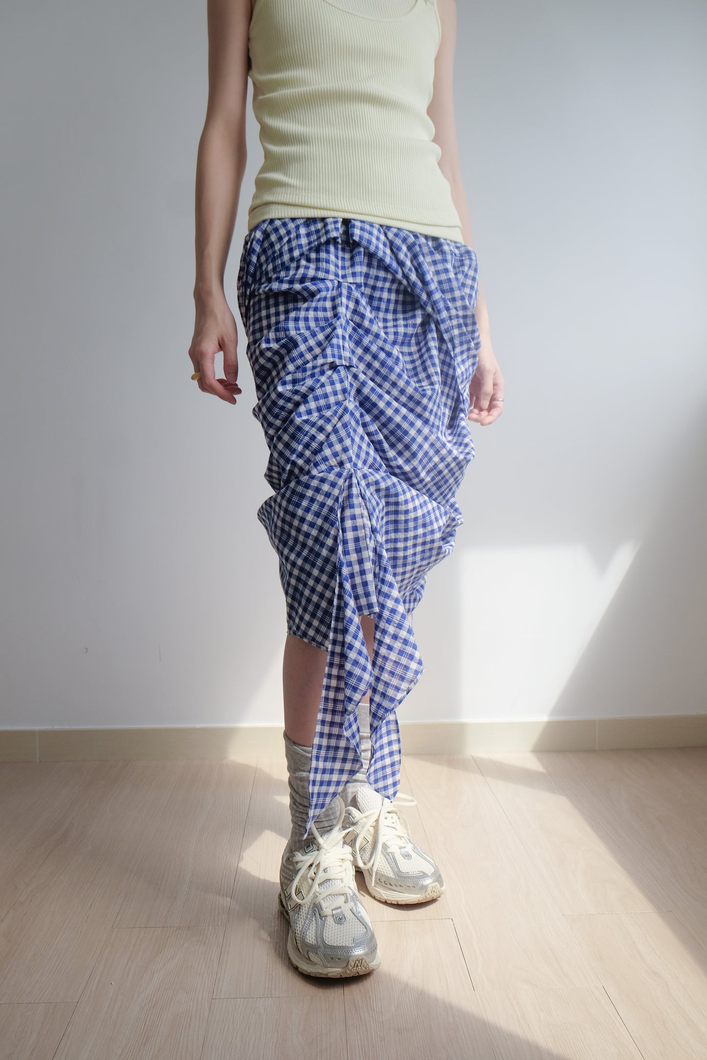 2-way Gingham Knots Top/ Skirt (Blue)