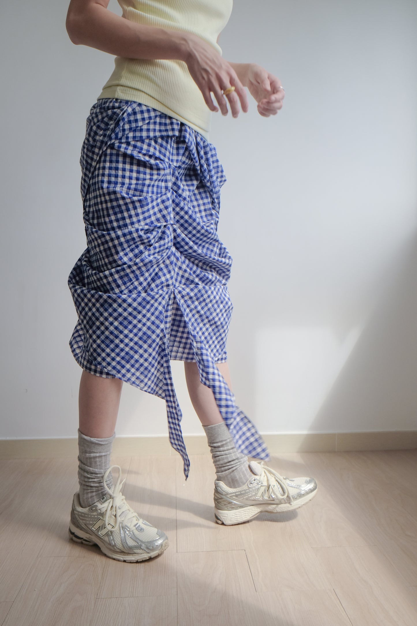 2-way Gingham Knots Top/ Skirt (Blue)