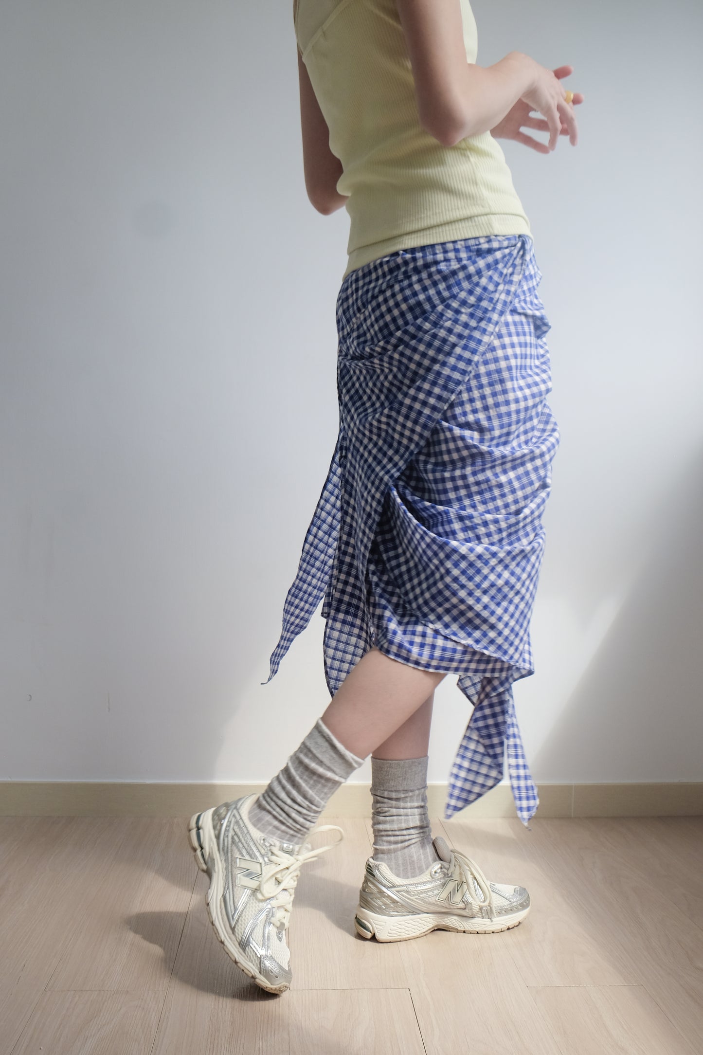 2-way Gingham Knots Top/ Skirt (Blue)