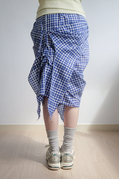 2-way Gingham Knots Top/ Skirt (Blue)