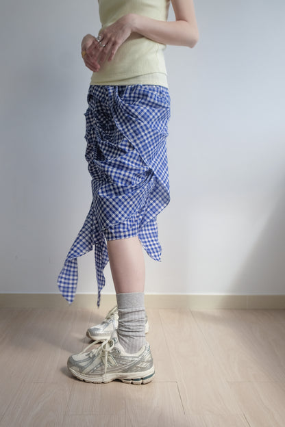 2-way Gingham Knots Top/ Skirt (Blue)