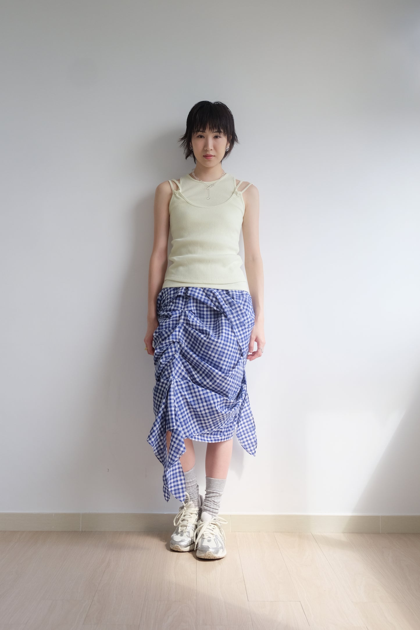2-way Gingham Knots Top/ Skirt (Blue)