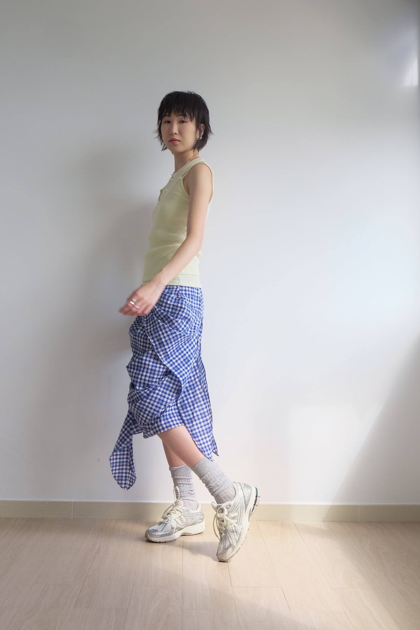 2-way Gingham Knots Top/ Skirt (Blue)