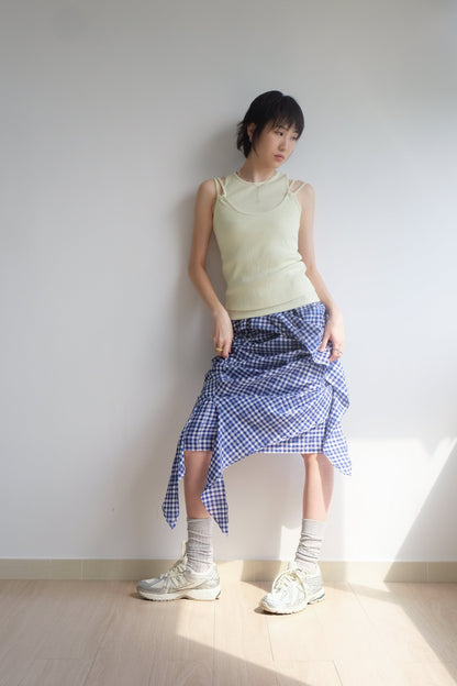 2-way Gingham Knots Top/ Skirt (Blue)