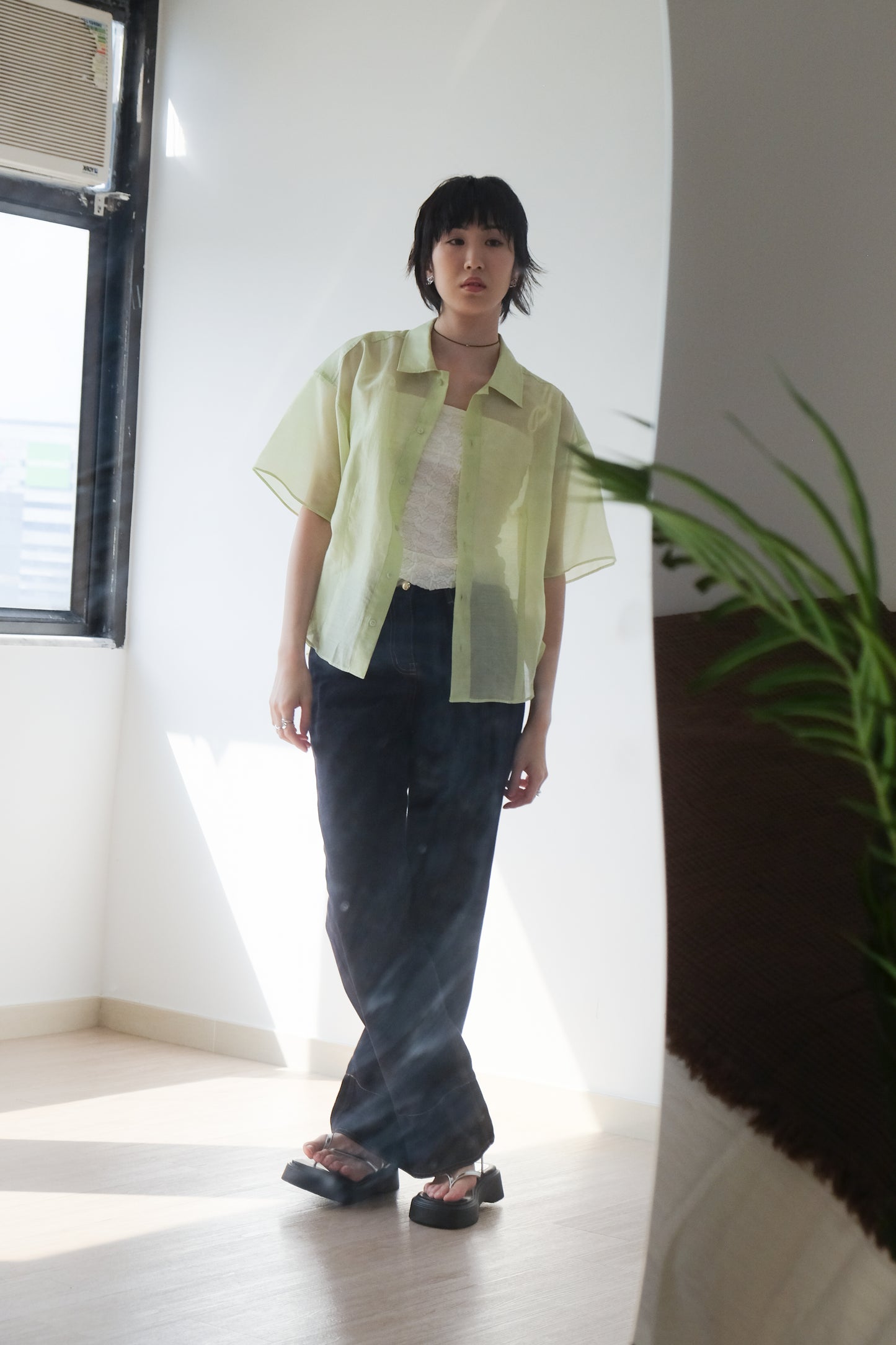 Lime 2-way See-through Shirt