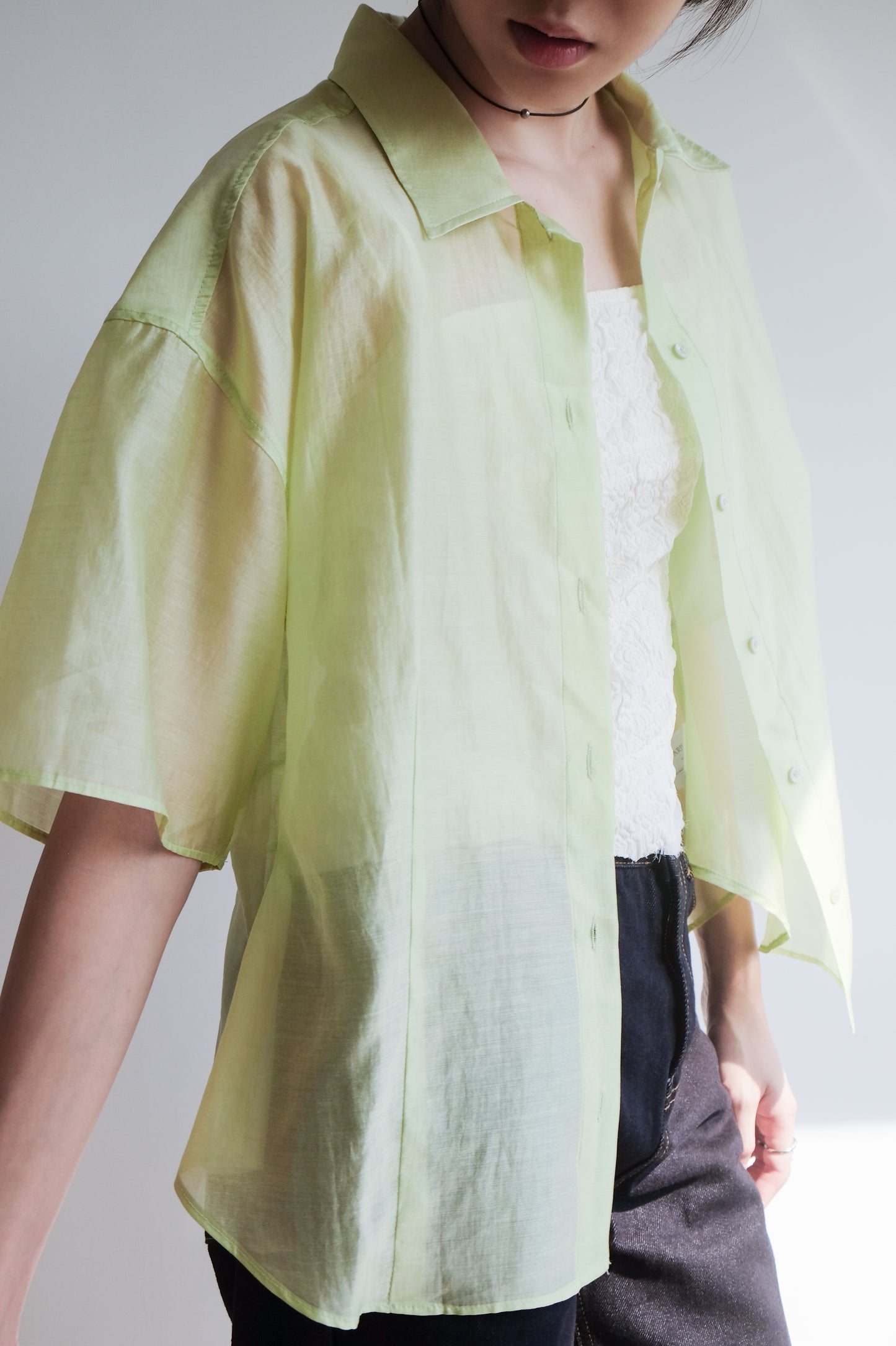 Lime 2-way See-through Shirt