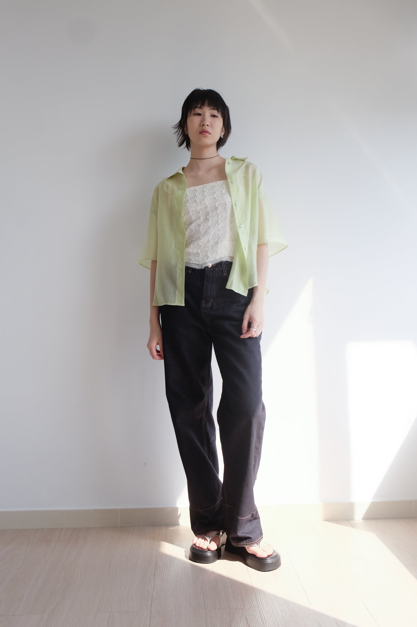 Lime 2-way See-through Shirt