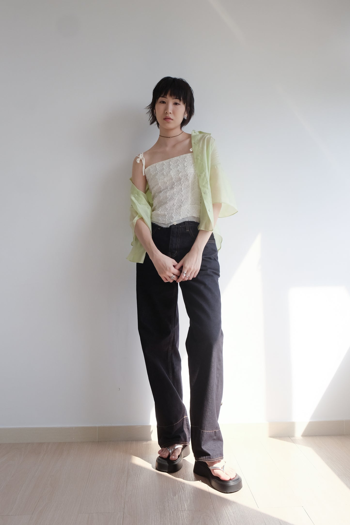 Lime 2-way See-through Shirt