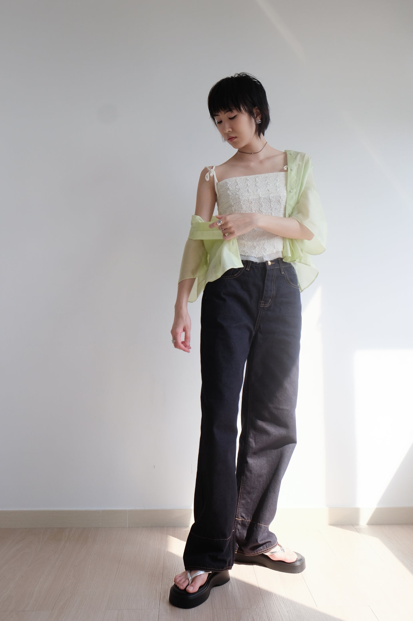 Lime 2-way See-through Shirt