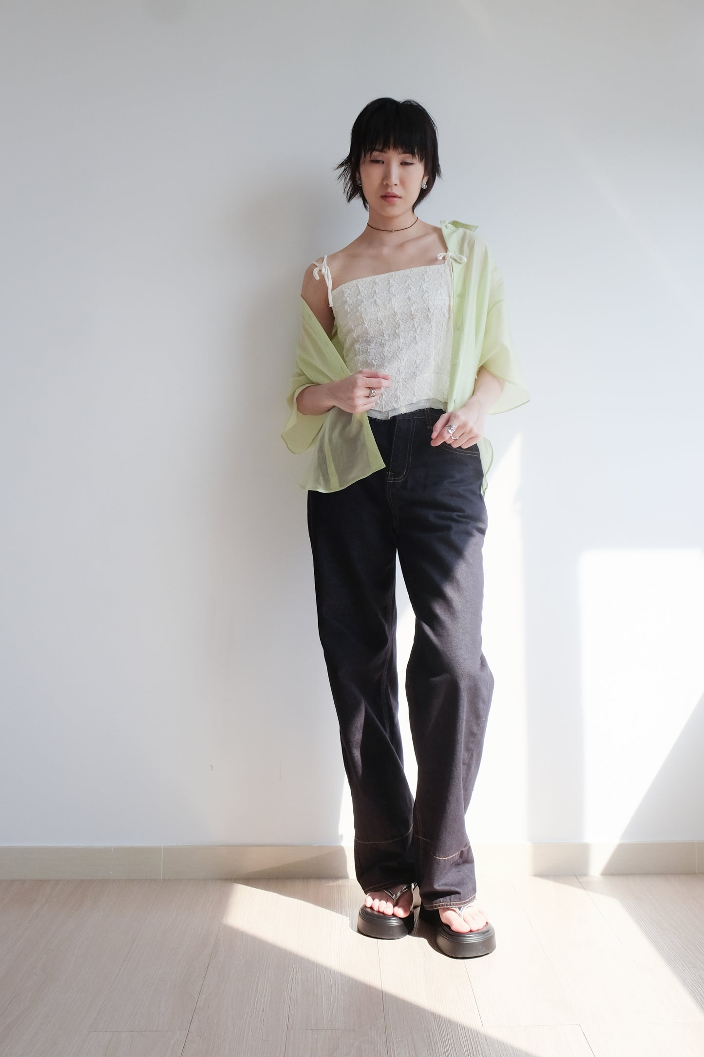Lime 2-way See-through Shirt