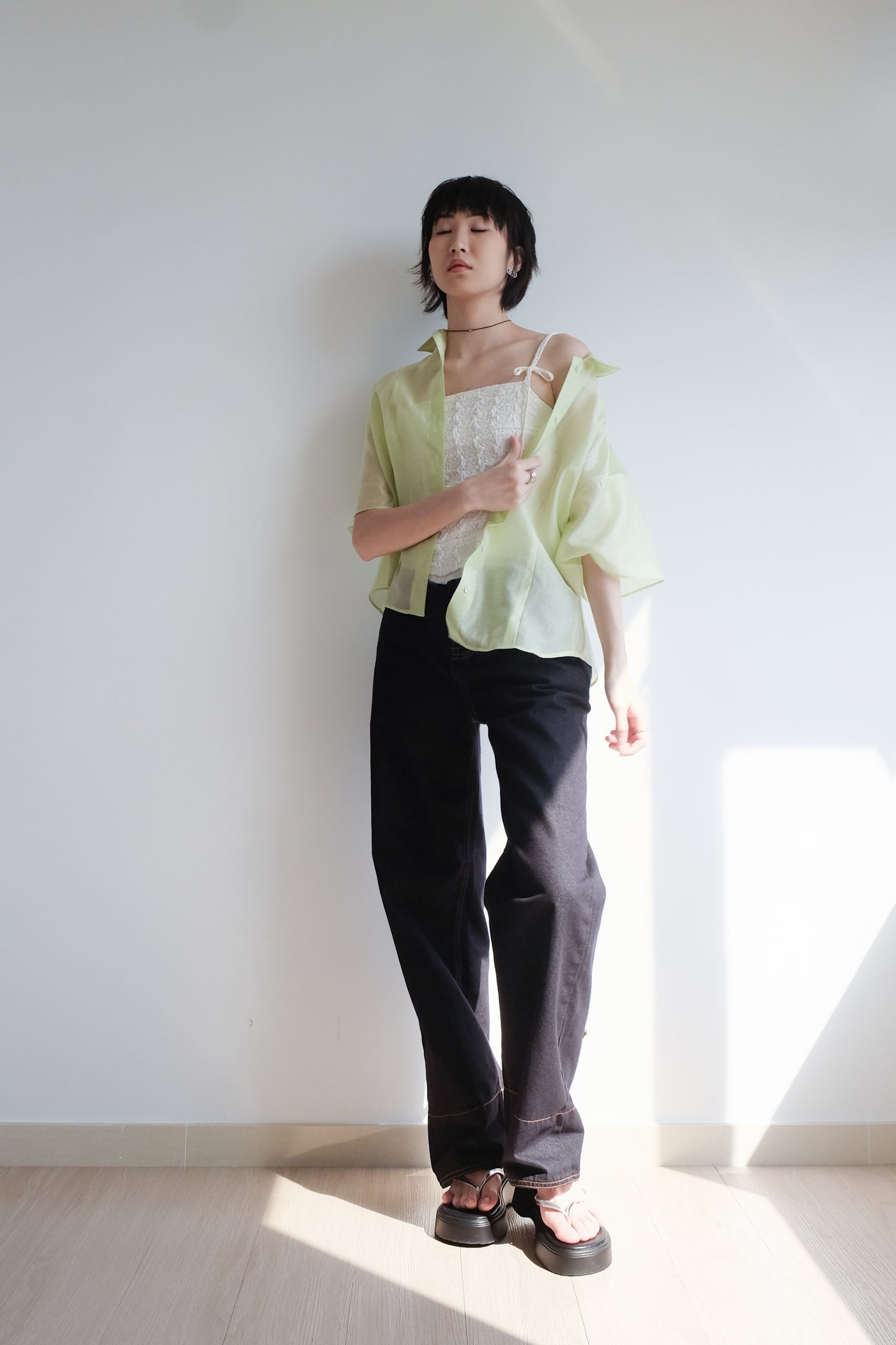 Lime 2-way See-through Shirt