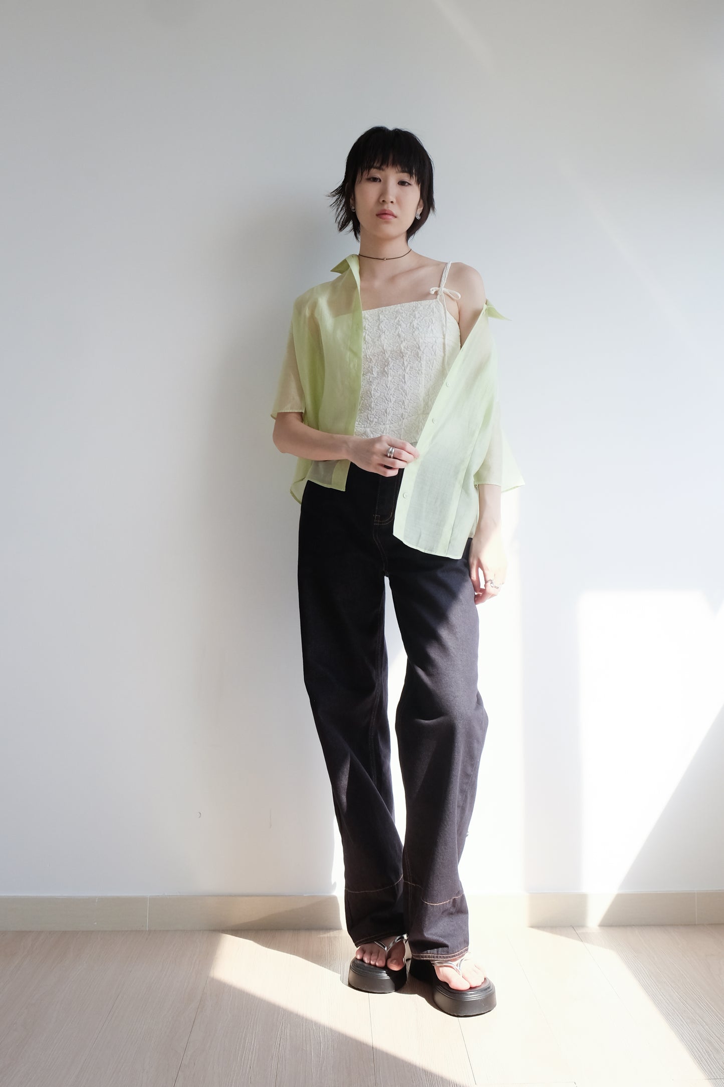 Lime 2-way See-through Shirt