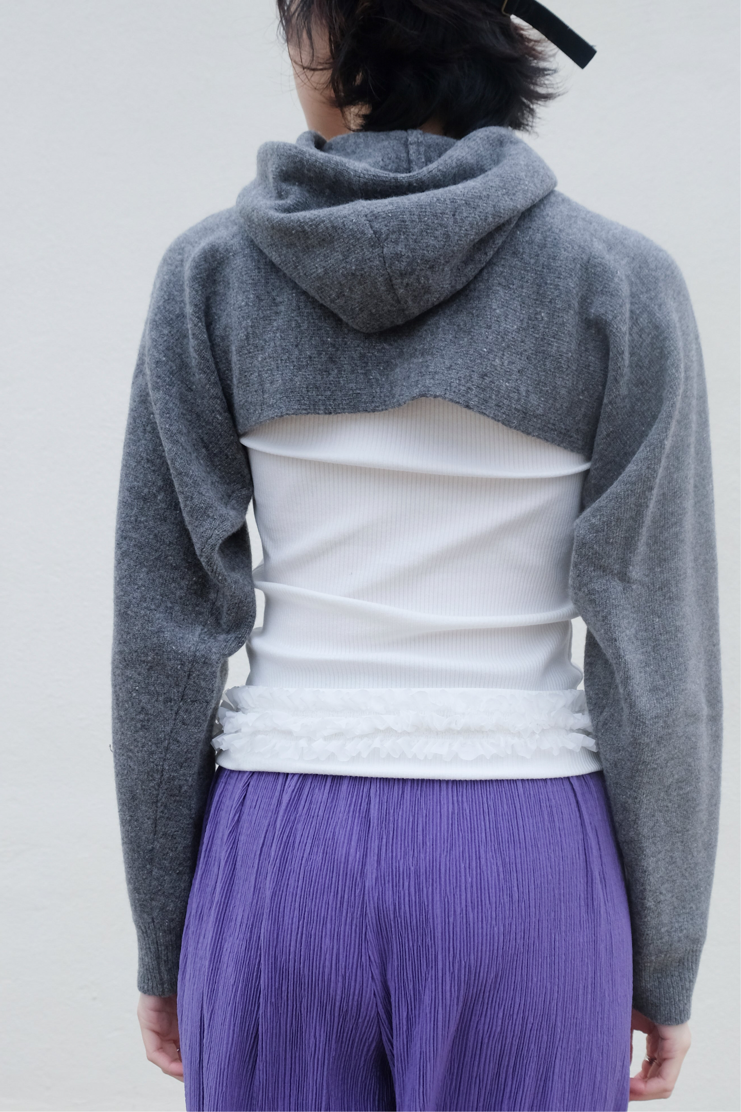 Cropped Hoodie - Merino Wool & Cashmere (Grey)