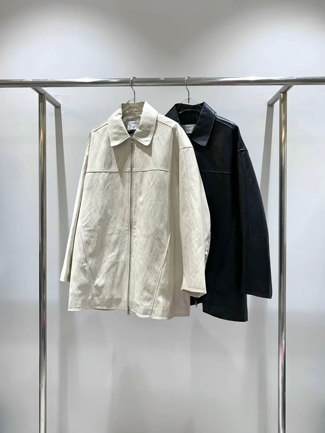 ✨推！Minimal Zips PU Leather Jacket (Cream)
