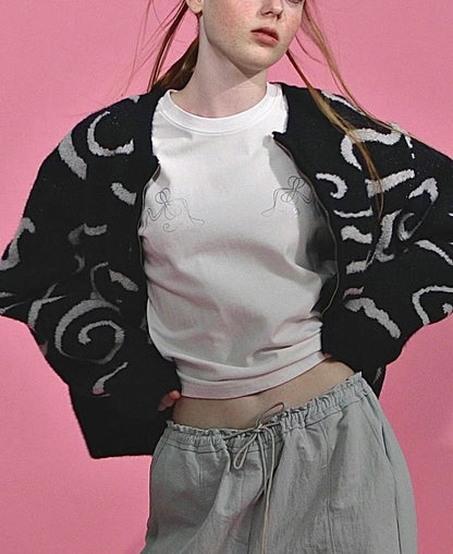 ✨推！"Yin Yang"  Wool Knit Zip Jacket (Black)