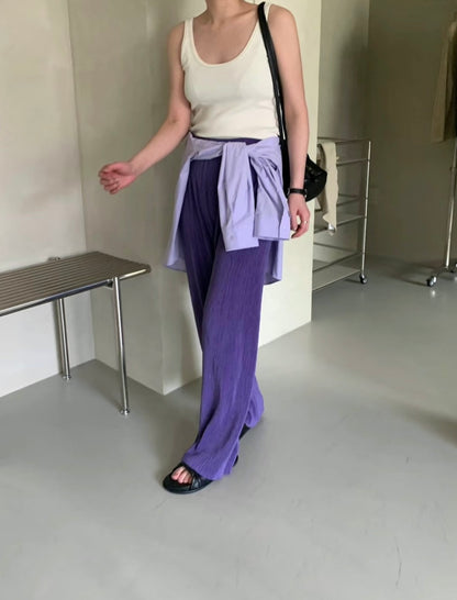 Cooling Textured Everyday Pants (Purple/ Green)