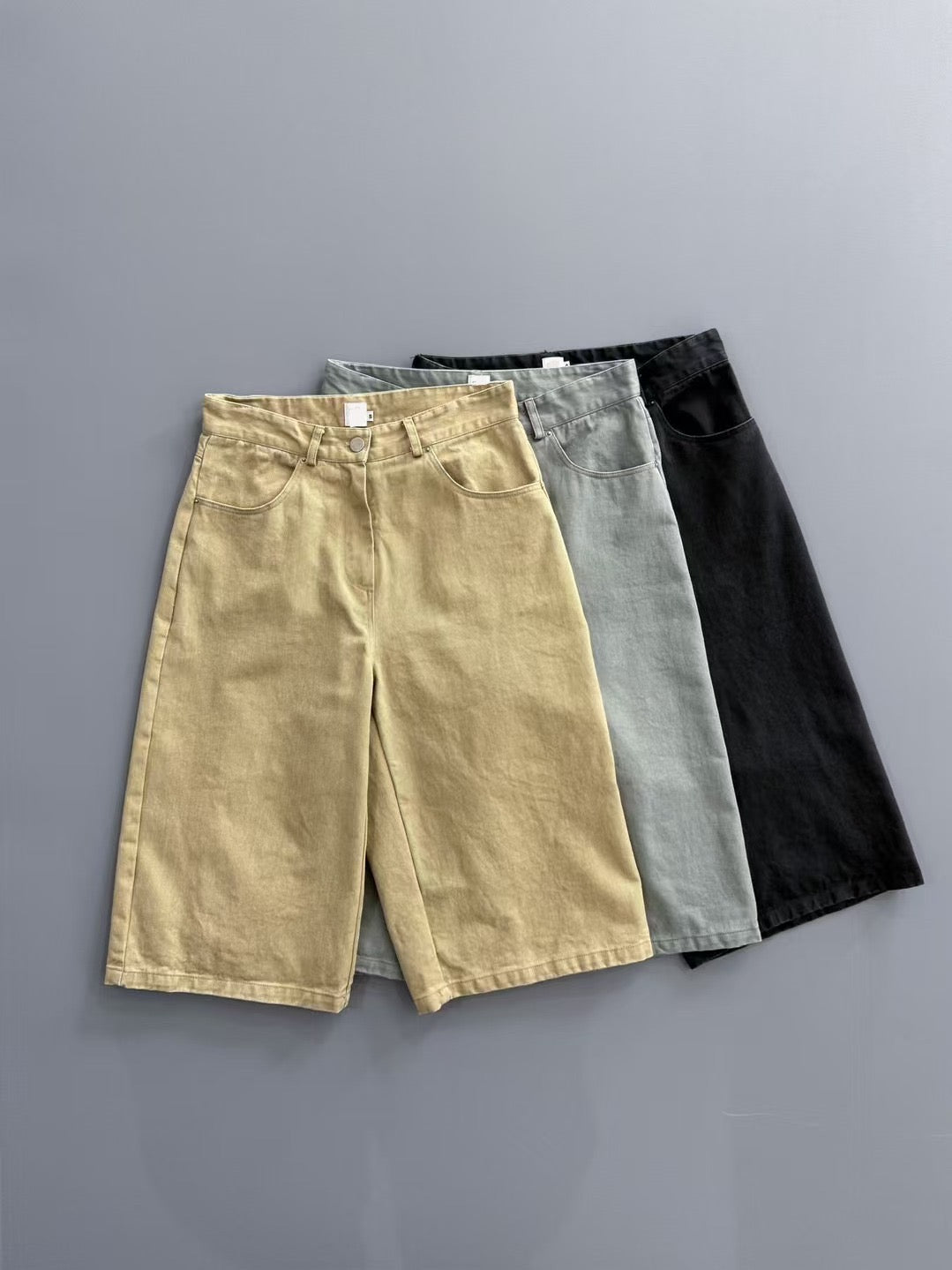 Boxy Mid-length Jorts (Charcoal/ Grey)