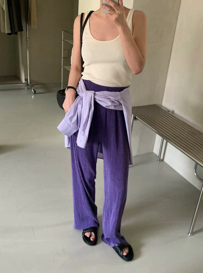 Cooling Textured Everyday Pants (Purple/ Green)