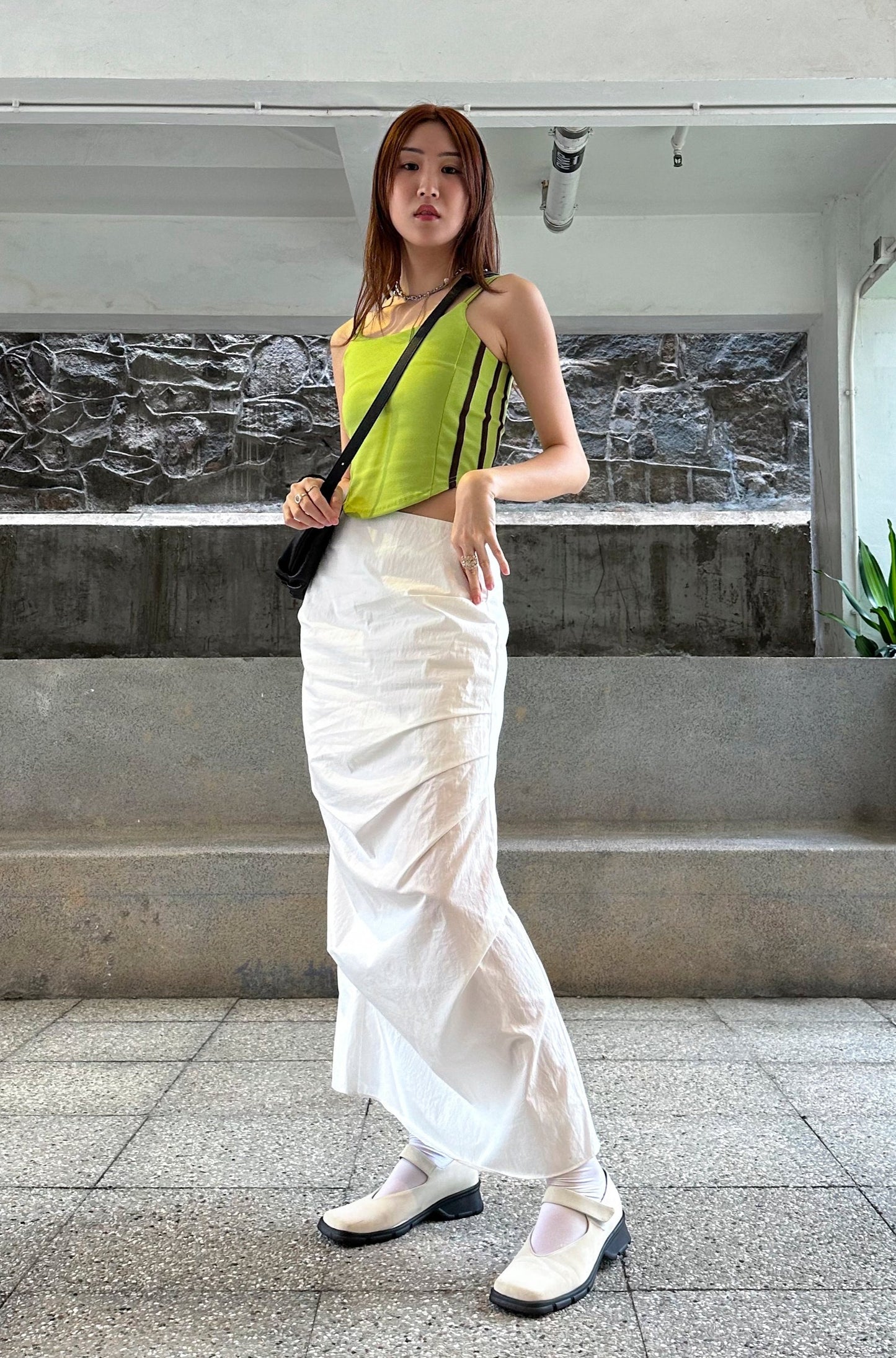 ✨推！"Shiina" Gathered Skirt (White)