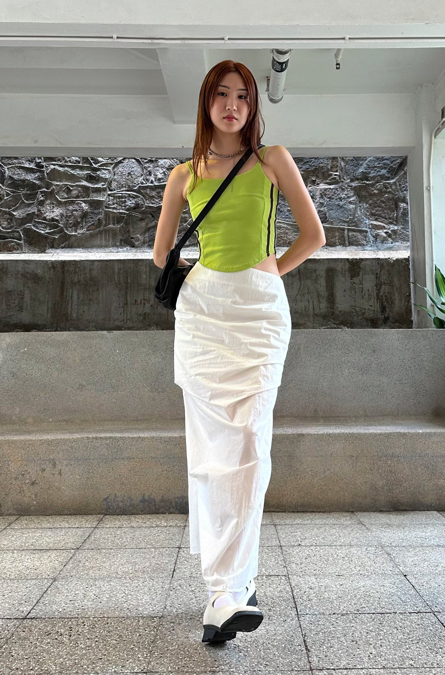 ✨推！"Shiina" Gathered Skirt (White)