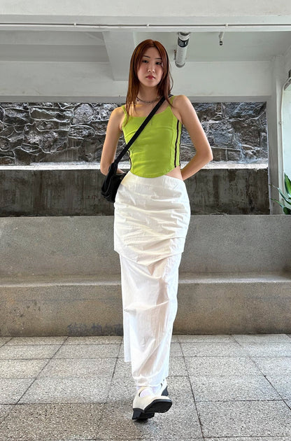 ✨推！"Shiina" Gathered Skirt (White)