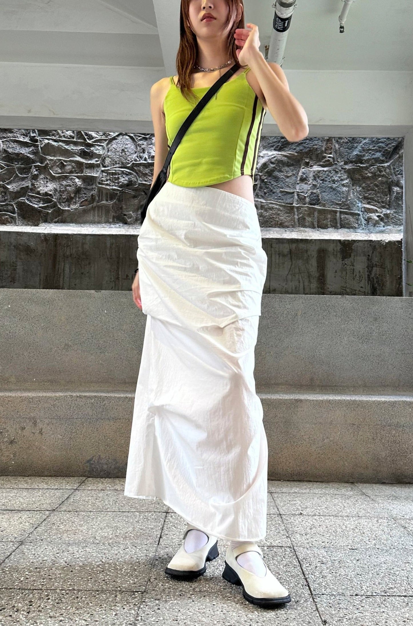 ✨推！"Shiina" Gathered Skirt (White)