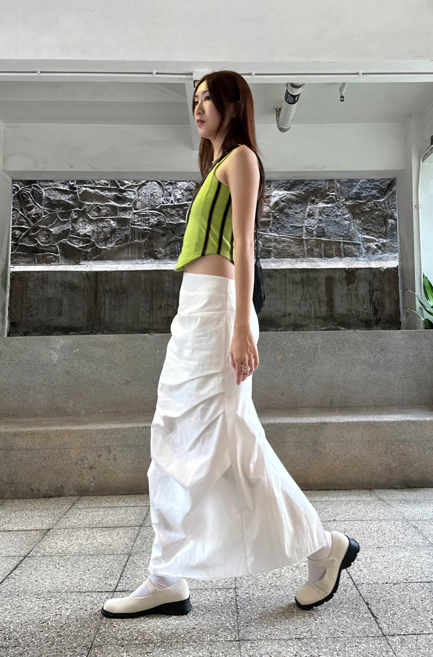 ✨推！"Shiina" Gathered Skirt (White)